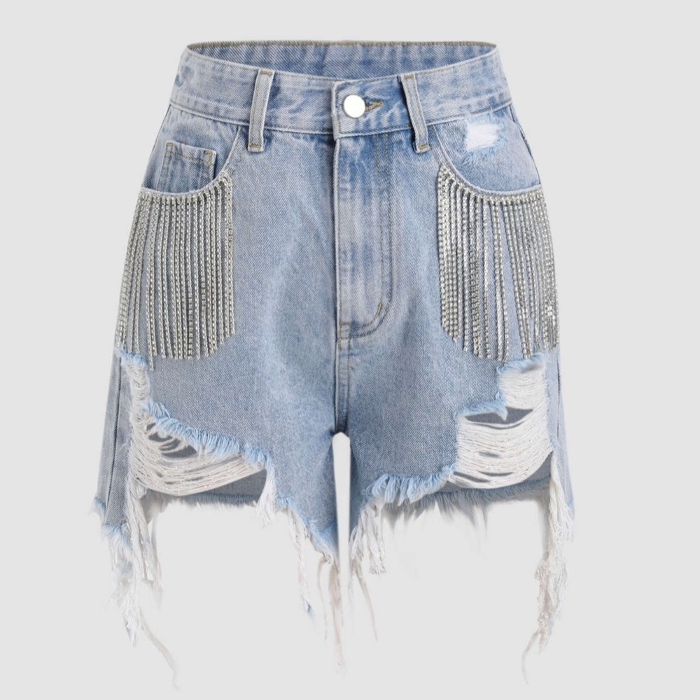 Diamond Tassel Denim Shorts